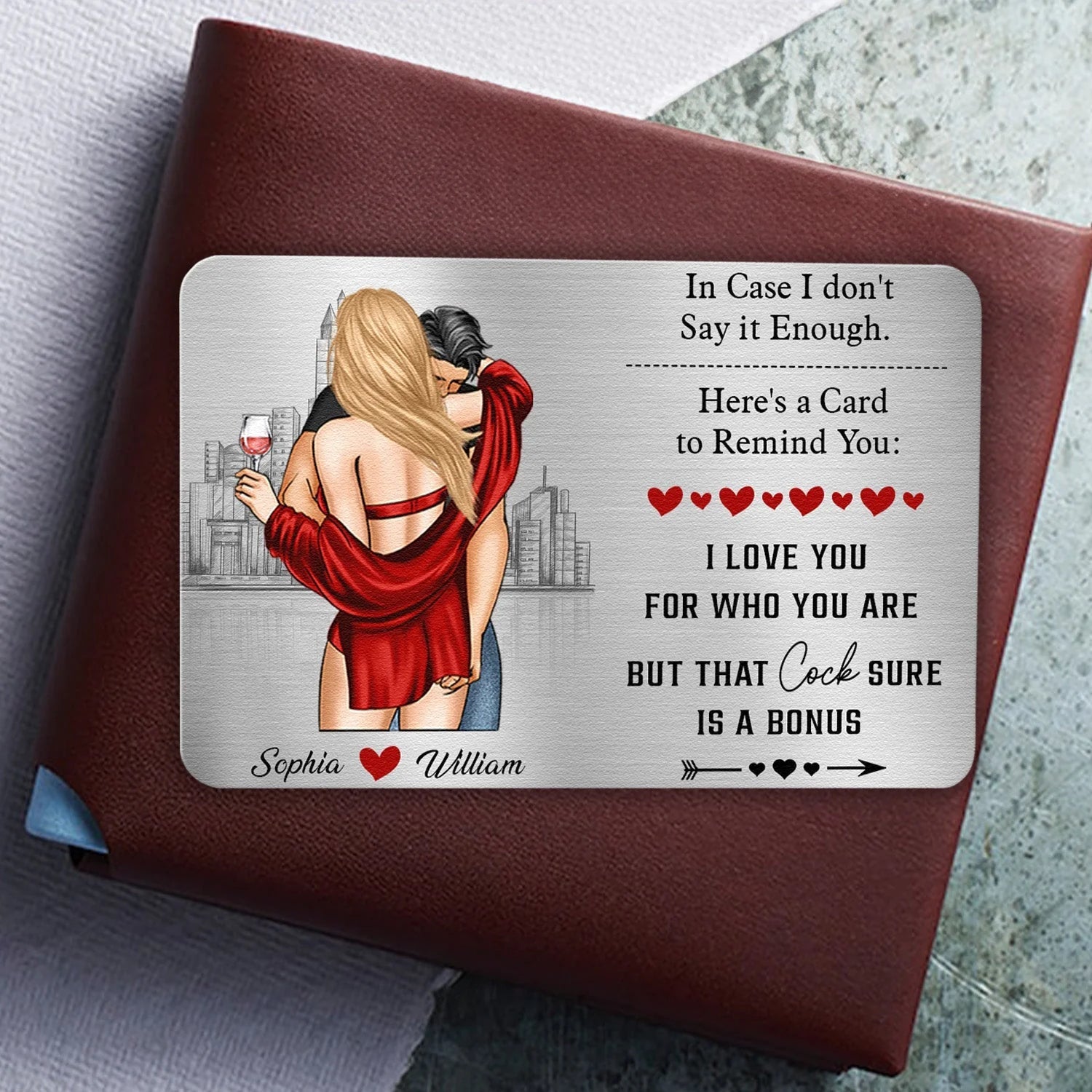Personalized Romantic Metal Card for Couples - Anniversary Gift Wallet Card MagicInPrints