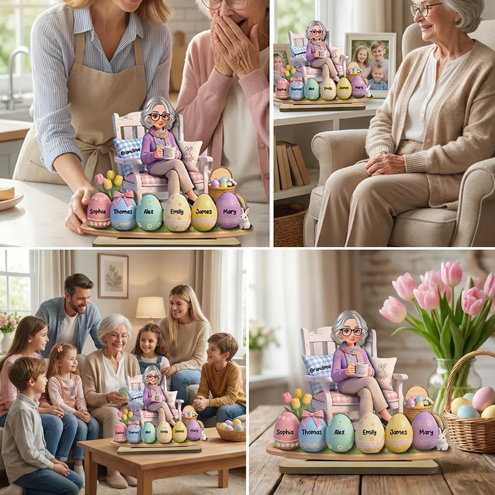 Personalized Easter Grandma Figurine with Custom Names - Family Gift Plaque MagicInPrints