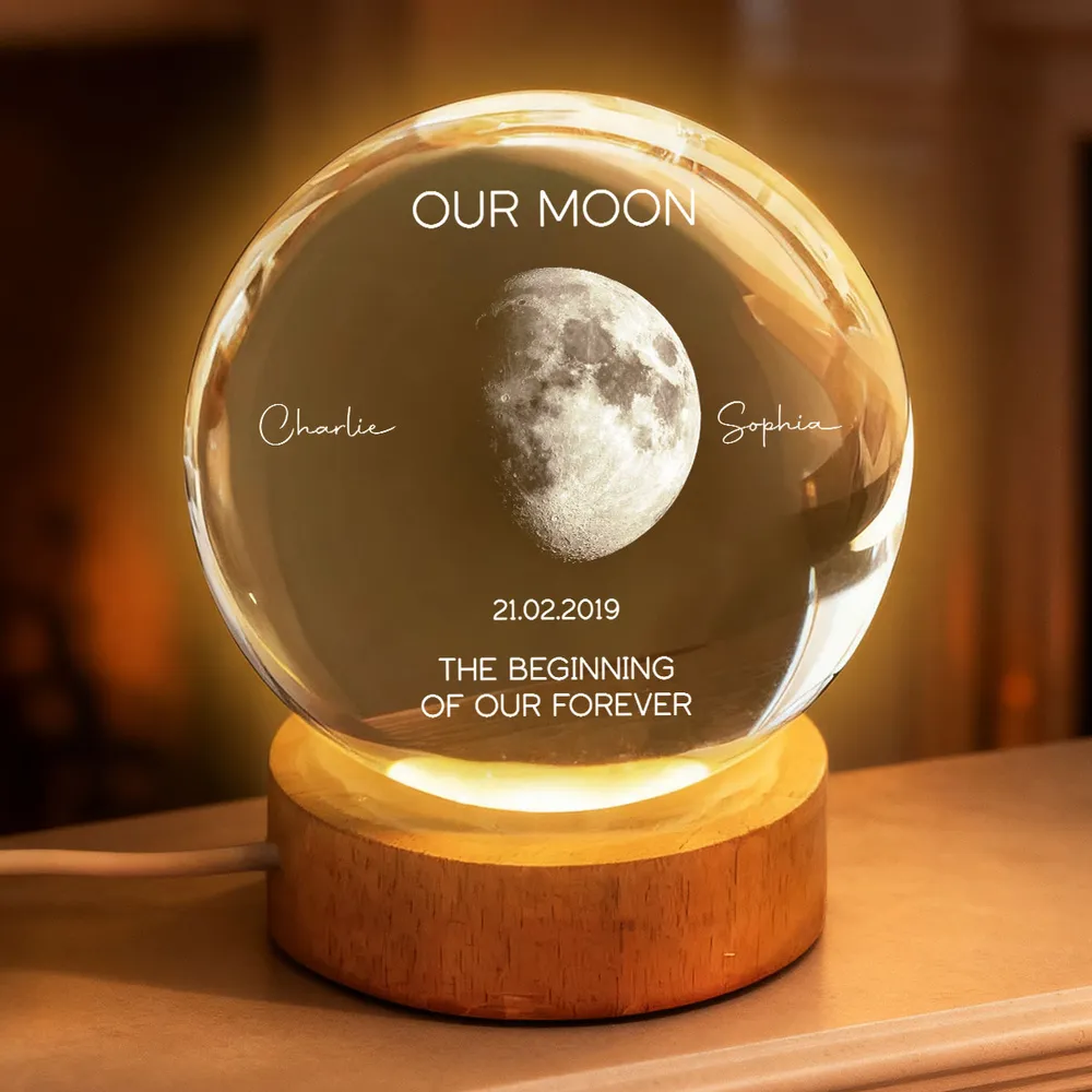 Personalized Moon Lamp for Couples with Names and Date - Romantic Anniversary Gift Lamp MagicInPrints