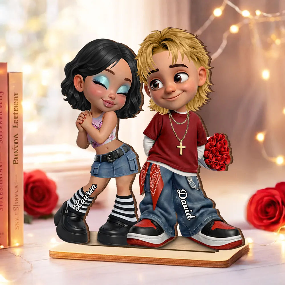 Personalized Couple Figurine Romantic Gift for Valentine's Day - Custom Names Plaque MagicInPrints