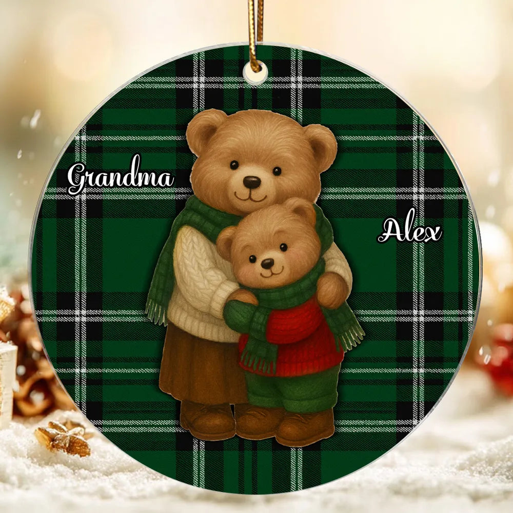 Personalized Bear Family Christmas Ornament for Grandma - Holiday Gift Ornament MagicInPrints