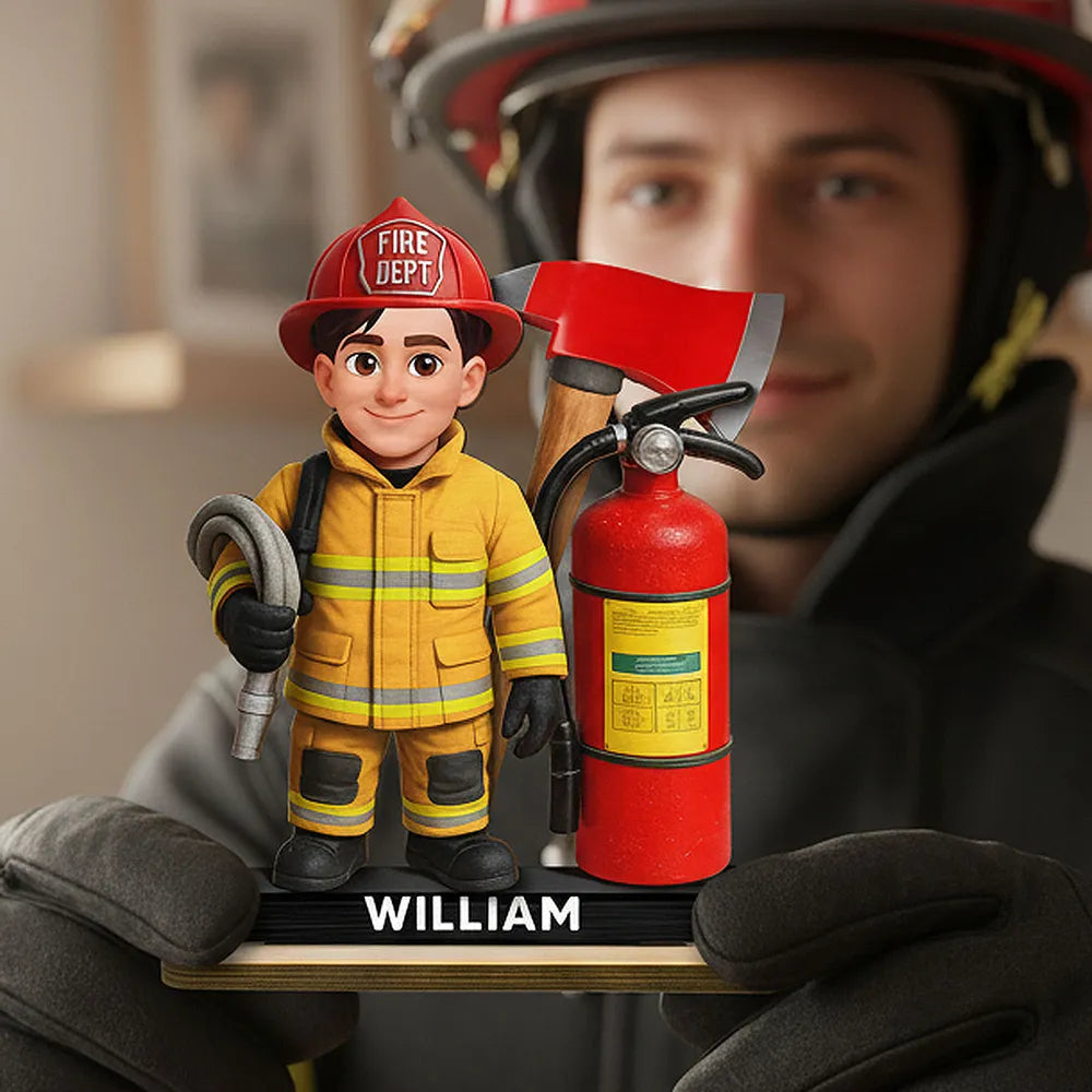 Custom Firefighter Figurine for Kids - Personalized Hero Gift Plaque MagicInPrints