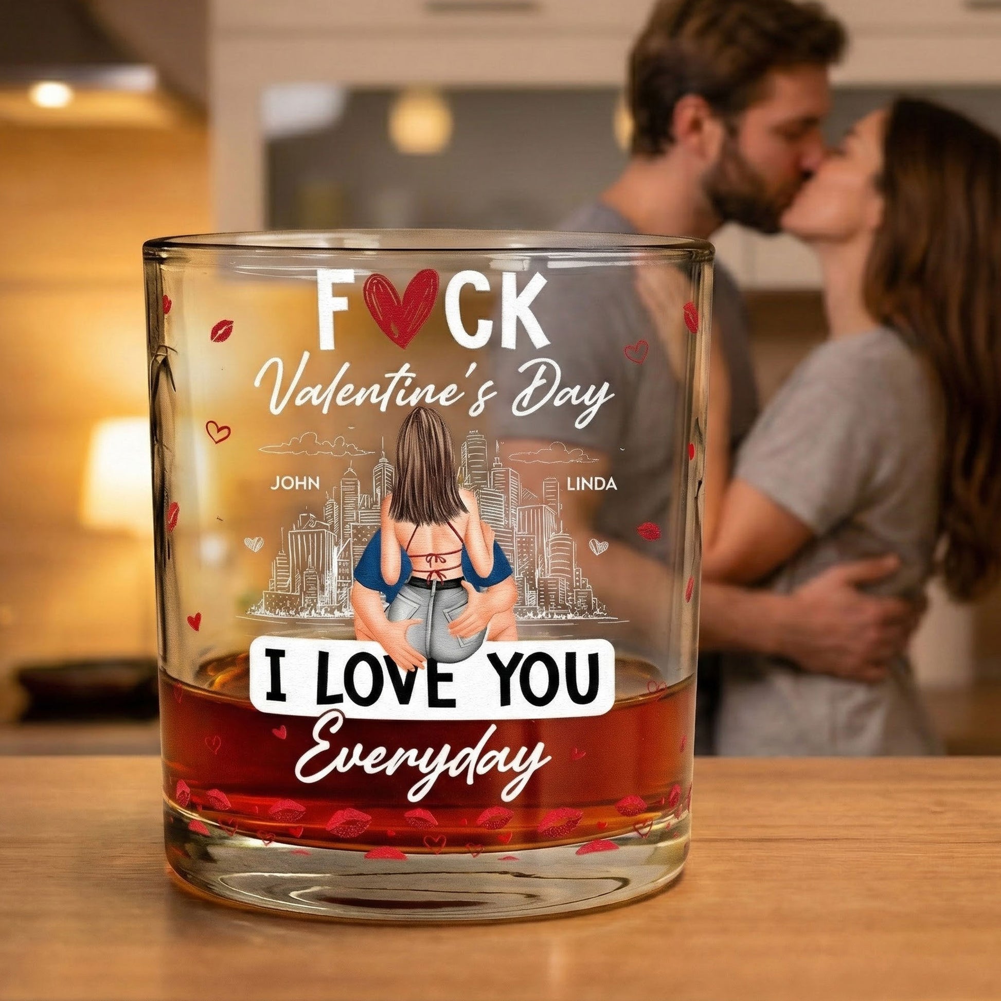 Personalized Valentine's Day Whiskey Glass for Couples - Romantic Gift Cup MagicInPrints