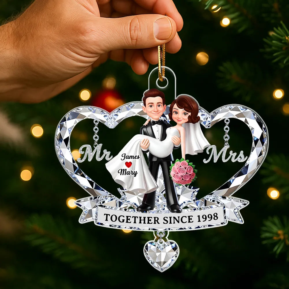 Personalized Wedding Ornament for Couples - First Christmas as Mr. and Mrs. 2025 Ornament MagicInPrints