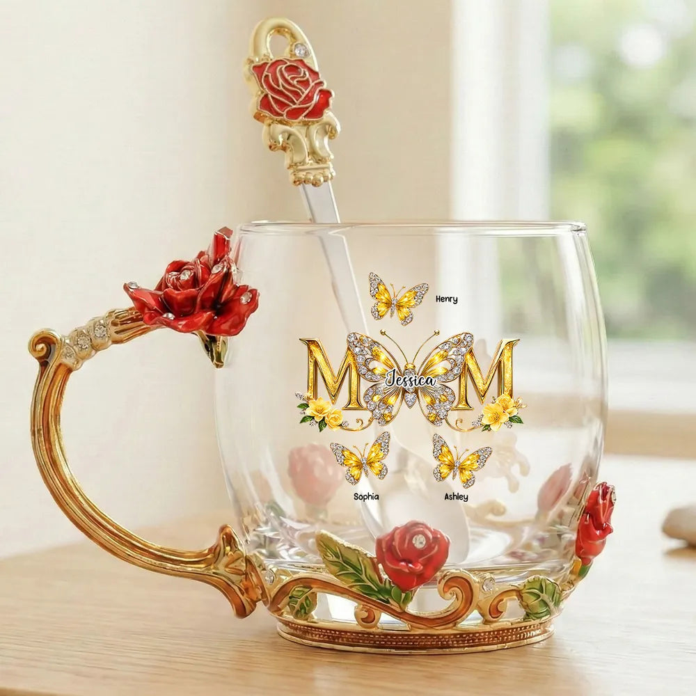 Personalized Glass Tea Mug for Mom with Floral Design - Mother's Day Gift Cup MagicInPrints