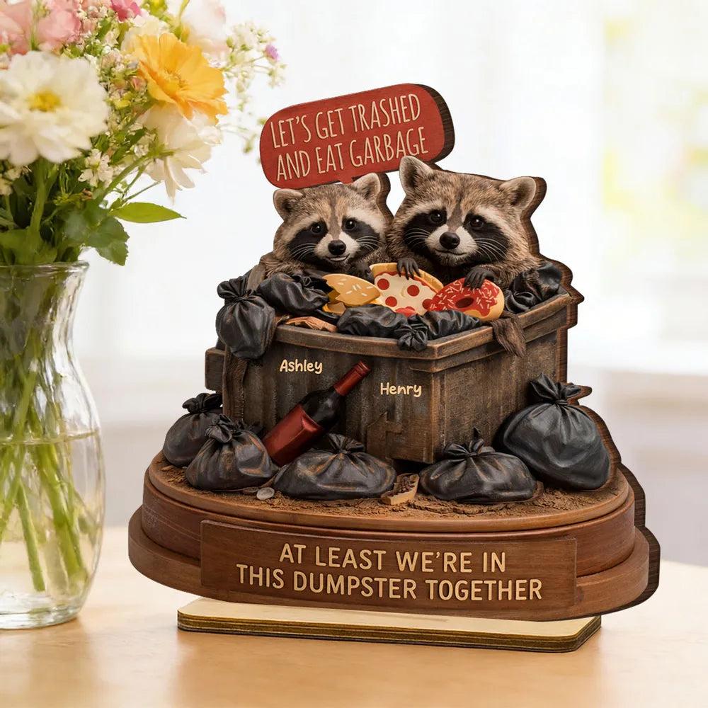 Personalized Raccoon Figurine for Couples - Humorous Home Decor Plaque MagicInPrints
