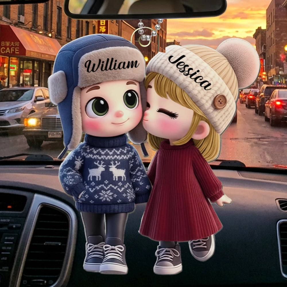 Personalized Couple Car Hanging Ornament for Lovers - Cute Gift for Anniversaries Car Hanger MagicInPrints