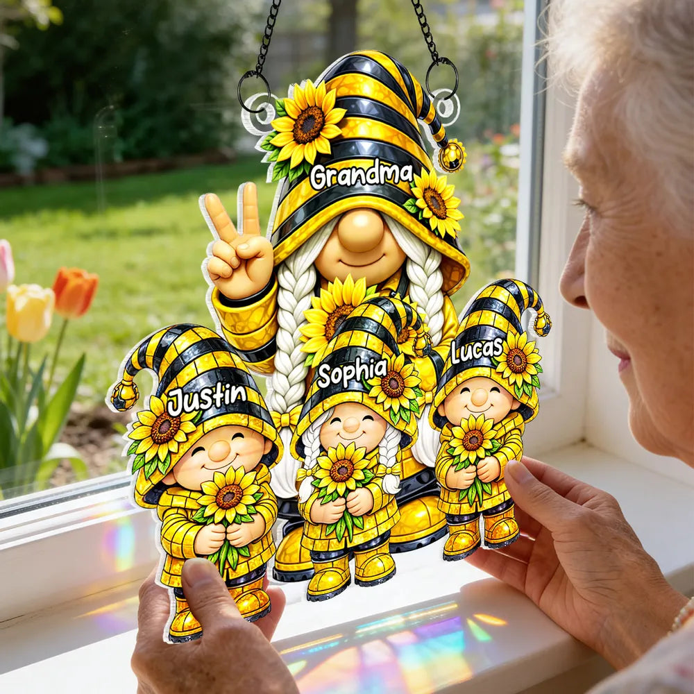 Custom Family Gnome Ornament for Grandma - Personalized Sunflower Gift Ornament MagicInPrints