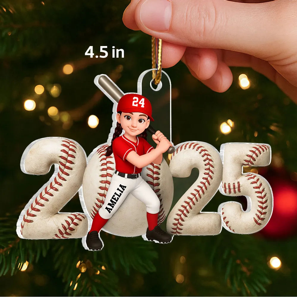 Personalized Baseball Ornament for Kids - Custom Name and Year 2025 Ornament MagicInPrints