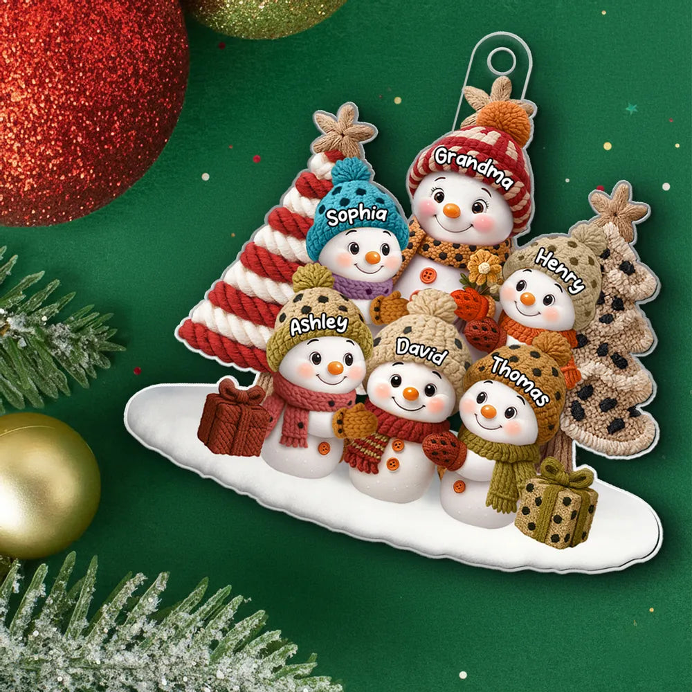 Custom Family Snowman Ornament for Christmas - Personalized Gift for Grandma Ornament MagicInPrints