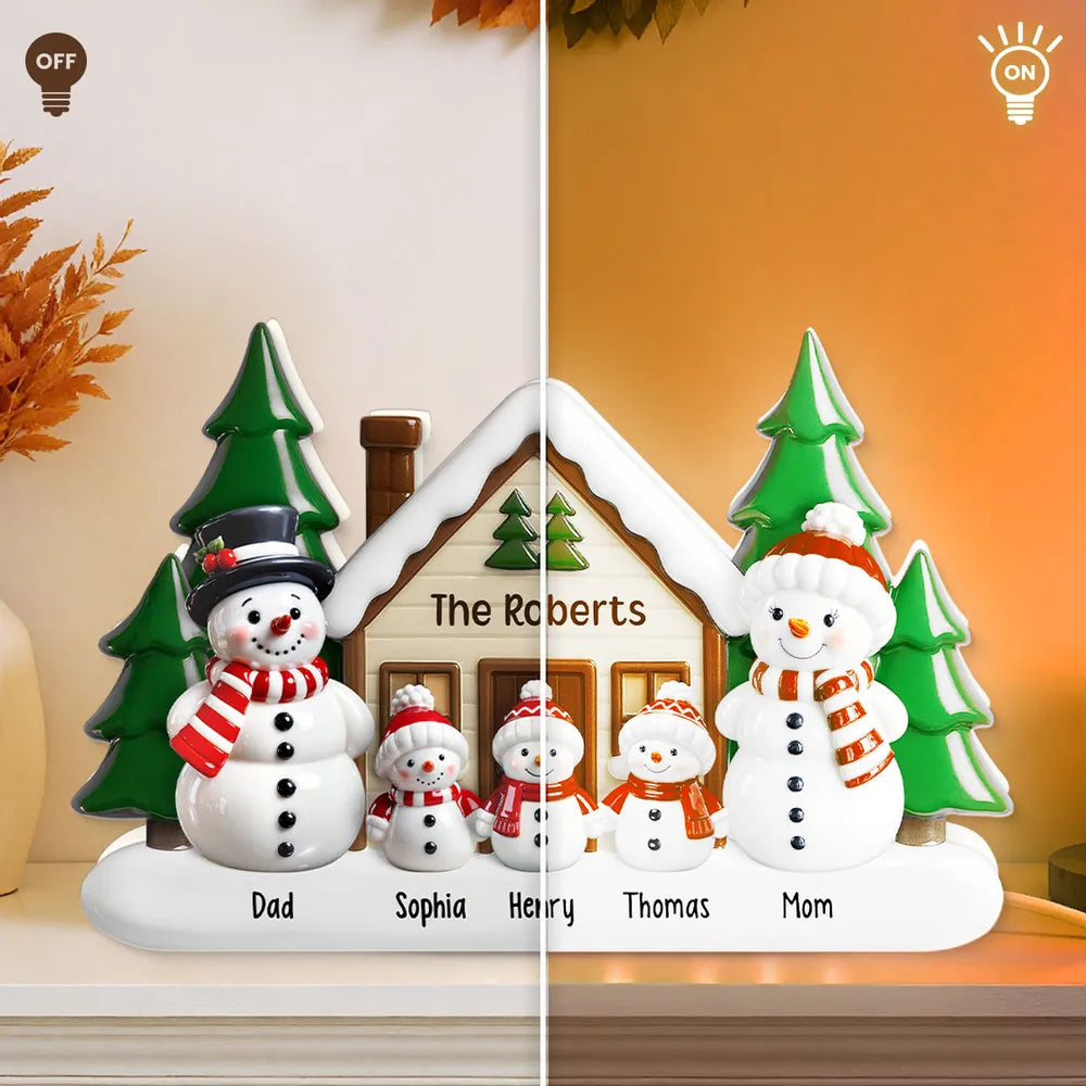 Personalized Family Snowman Christmas Ornament - Holiday Decoration Plaque MagicInPrints