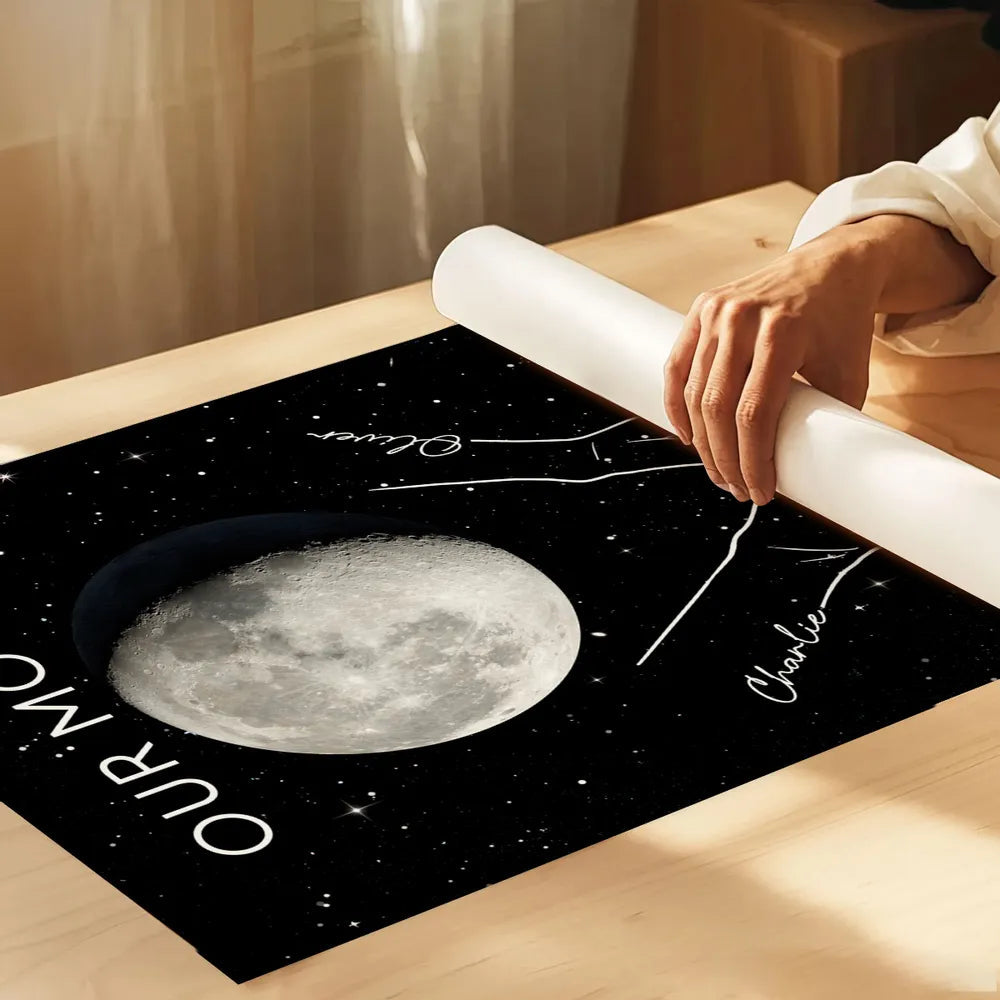 Personalized Moon Phase Couple Wall Art - Romantic Anniversary Gift Poster or Canvas MagicInPrints