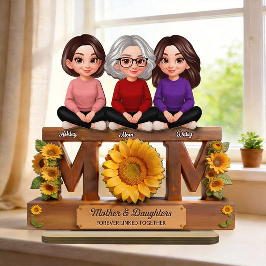 Personalized Mother & Daughters Wooden Plaque with Sunflower Design - Sentimental Gift for Mom Plaque MagicInPrints