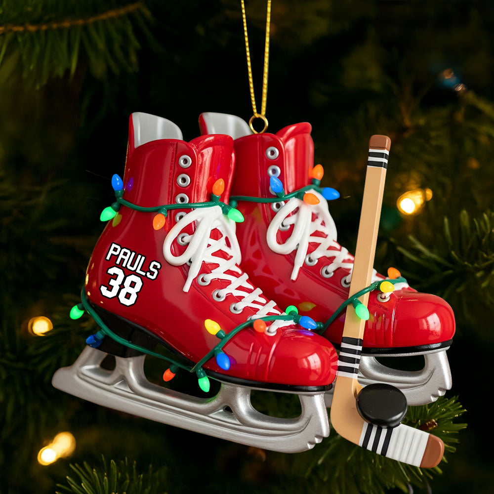 Ice Hockey Skates Ornament - Personalized Gifts For Ice Hockey Lovers Ornament MagicInPrints