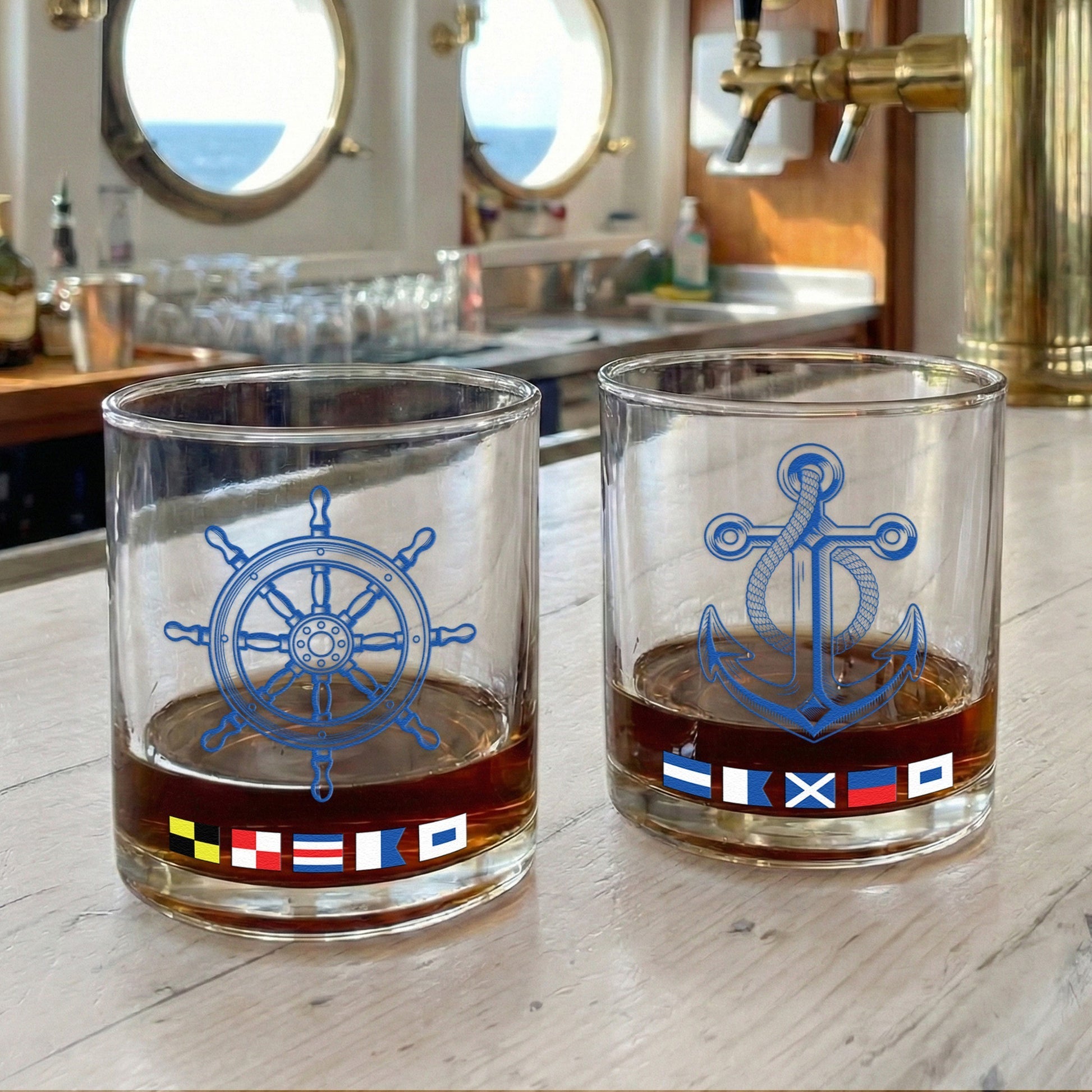 Nautical Anchor Whiskey Glass for Sailors - Nautical Barware Gift Cup MagicInPrints