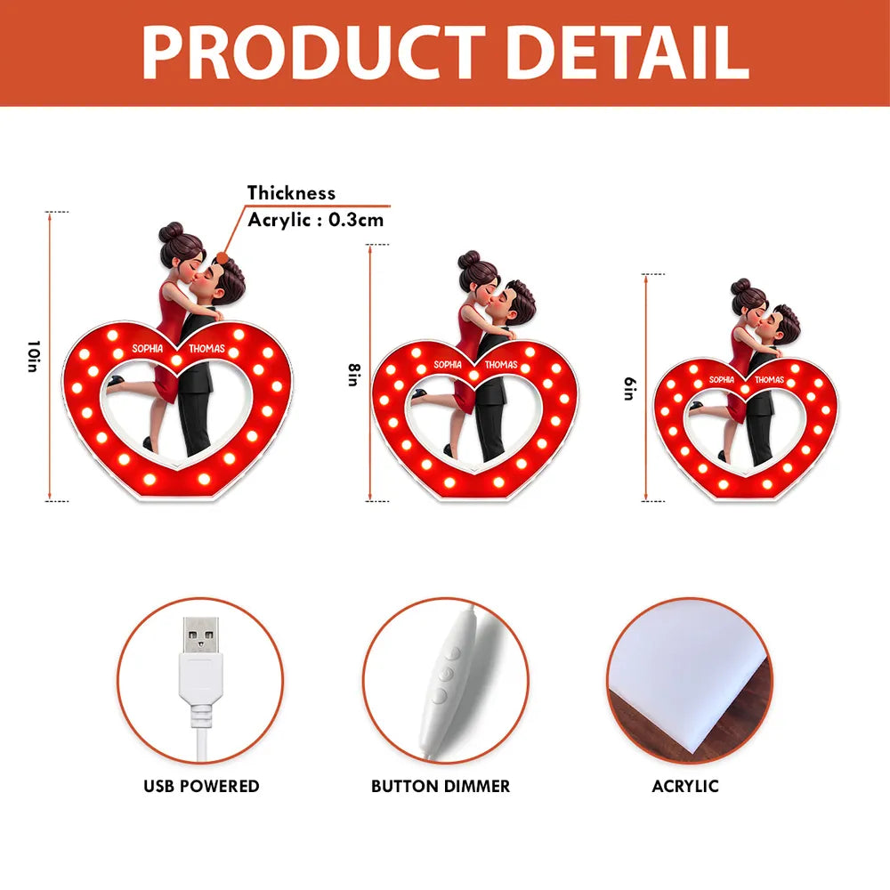 Personalized Heart-Shaped LED Lamp for Couples - Romantic Gift Plaque MagicInPrints