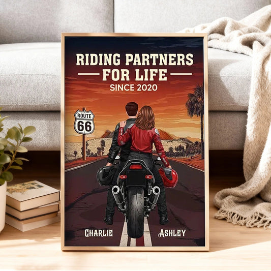 Personalized Motorcycle Couple Poster for Bikers - Anniversary Gift Poster or Canvas MagicInPrints