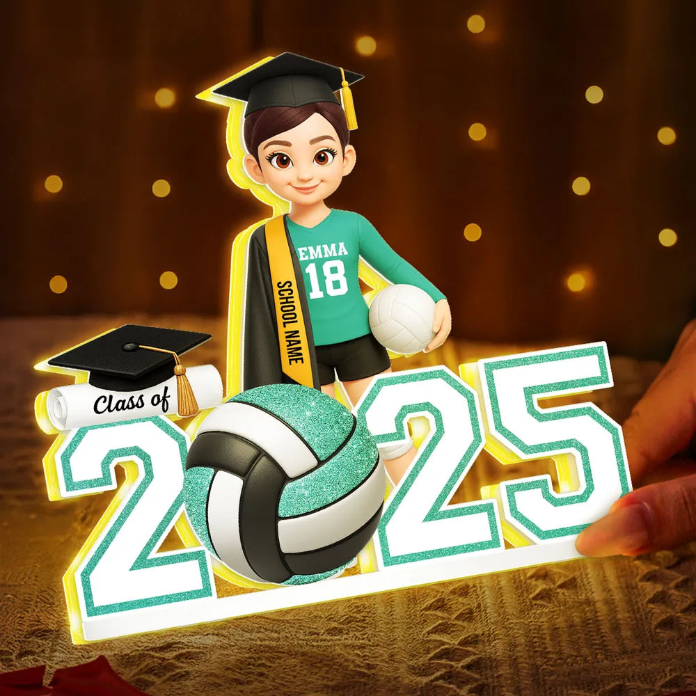 Personalized Graduation Volleyball LED Lamp for Class of 2025 - Perfect for Senior Athletes Plaque MagicInPrints