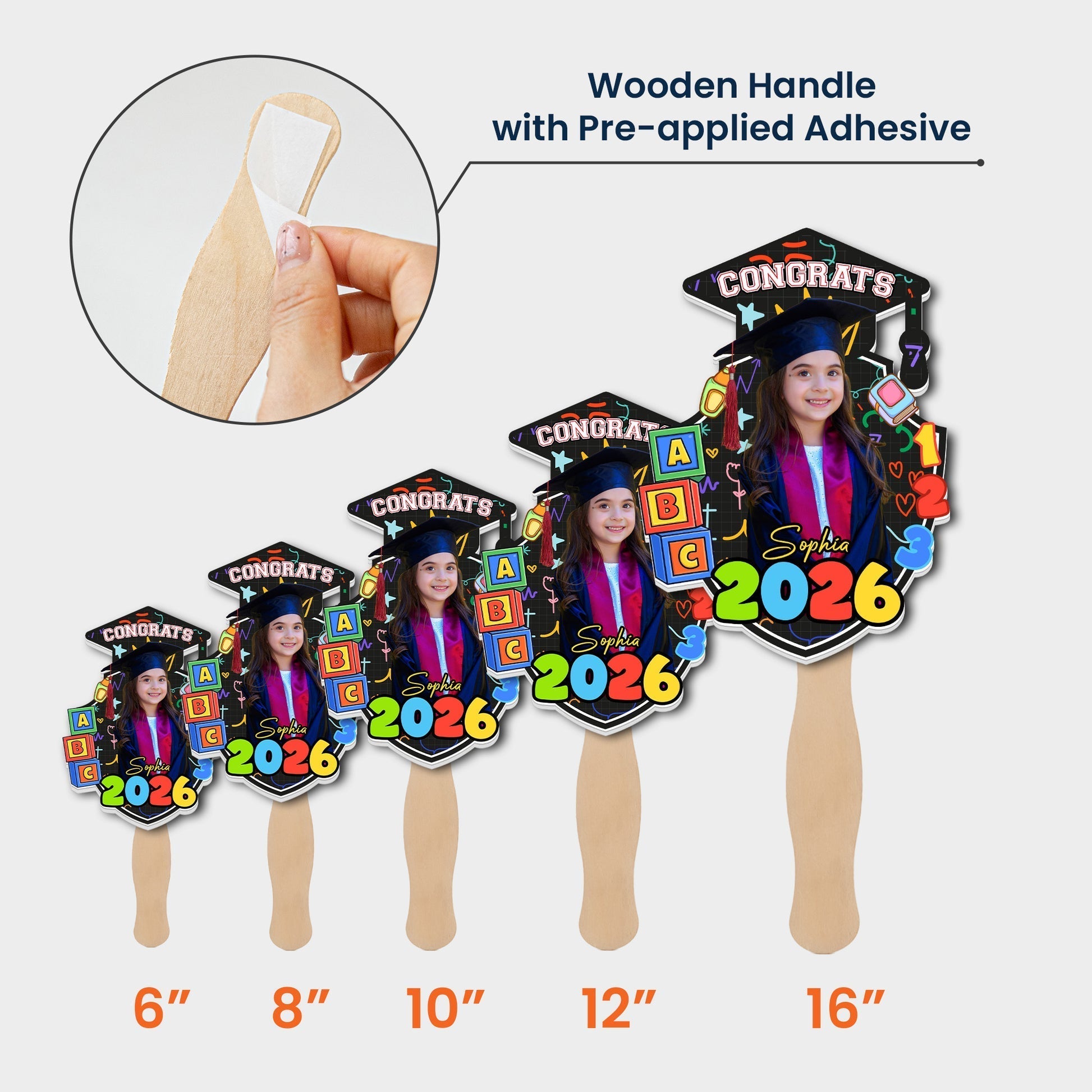 Personalized Graduation Fan for Kids - Custom Photo and Year - Graduation Celebration Stationery MagicInPrints