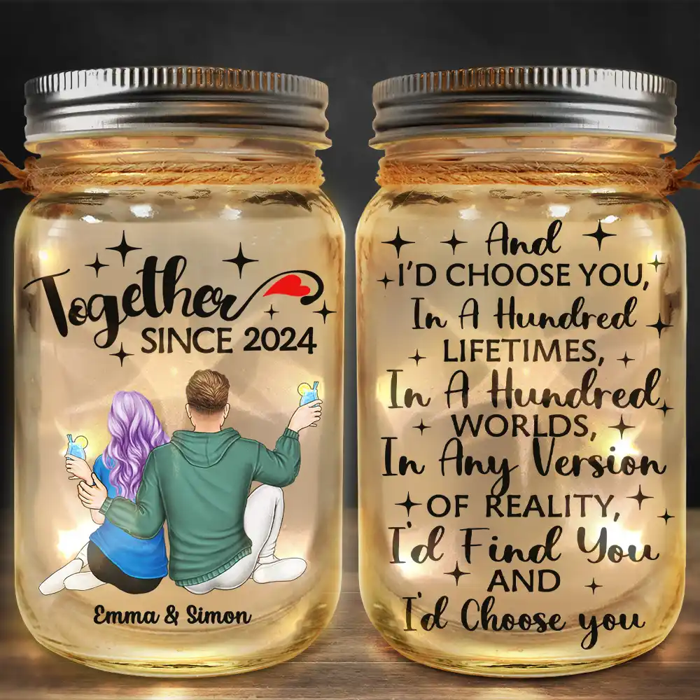 Personalized Couple Mason Jar Light - Romantic Anniversary Gift Lamp MagicInPrints