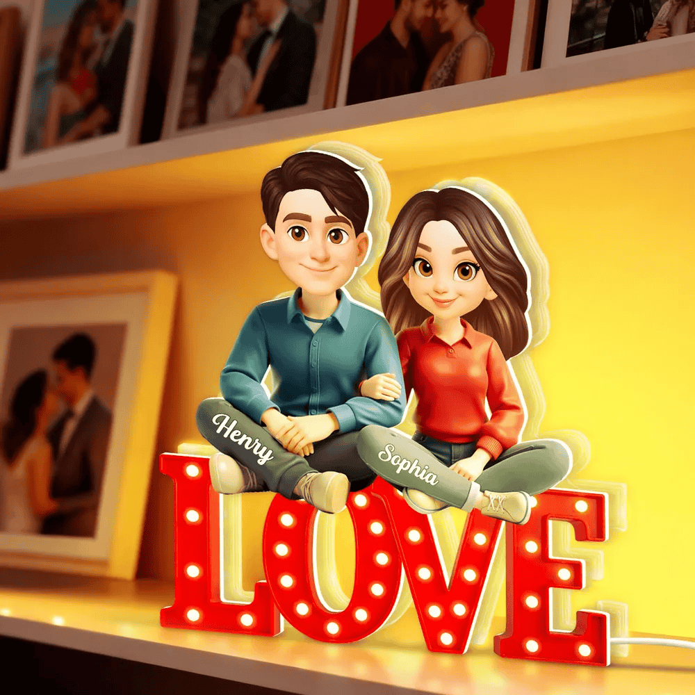 Custom Couple Figurine Love Sign for Romantic Gift - Personalized Home Decor Plaque MagicInPrints