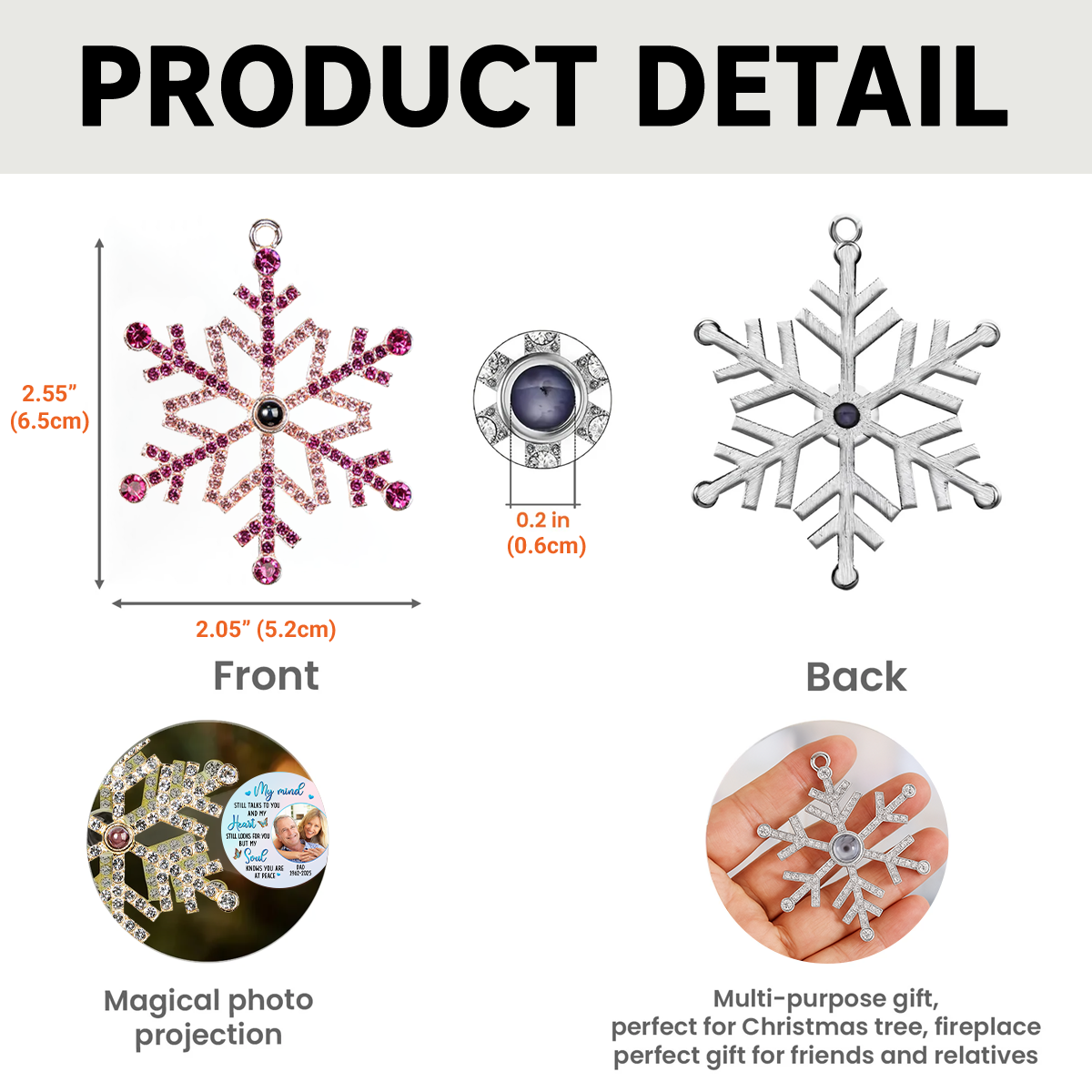 Personalized Memorial Snowflake Ornament for Family - Sentimental Christmas Keepsake Ornament MagicInPrints
