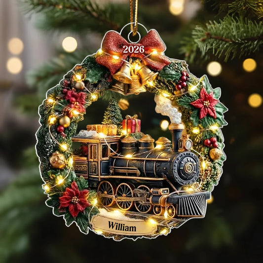 Personalized Train Christmas Ornament for Kids with Lights - Holiday Decor 2026 Ornament MagicInPrints