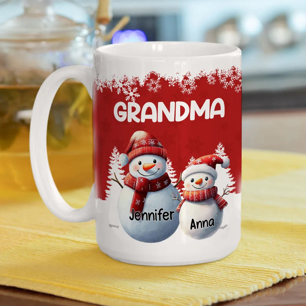 Personalized Snowman Family Mug for Grandma - Christmas Gift Cup MagicInPrints