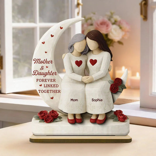 Personalized Mother & Daughter Figurine with Heart Design - Sentimental Keepsake Gift Plaque MagicInPrints