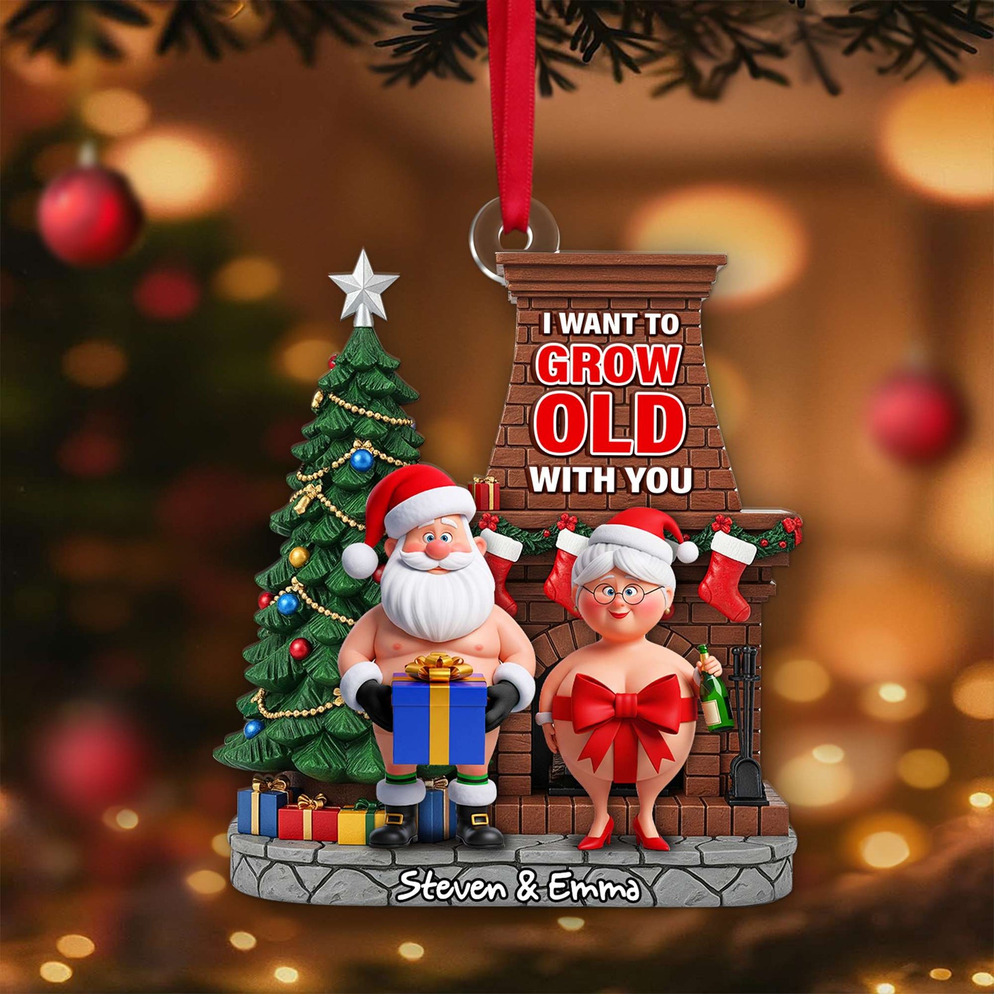 I Want to Grow Old with You - Funny Old Couple Ornament - Personalized Christmas Gift Ornament MagicInPrints