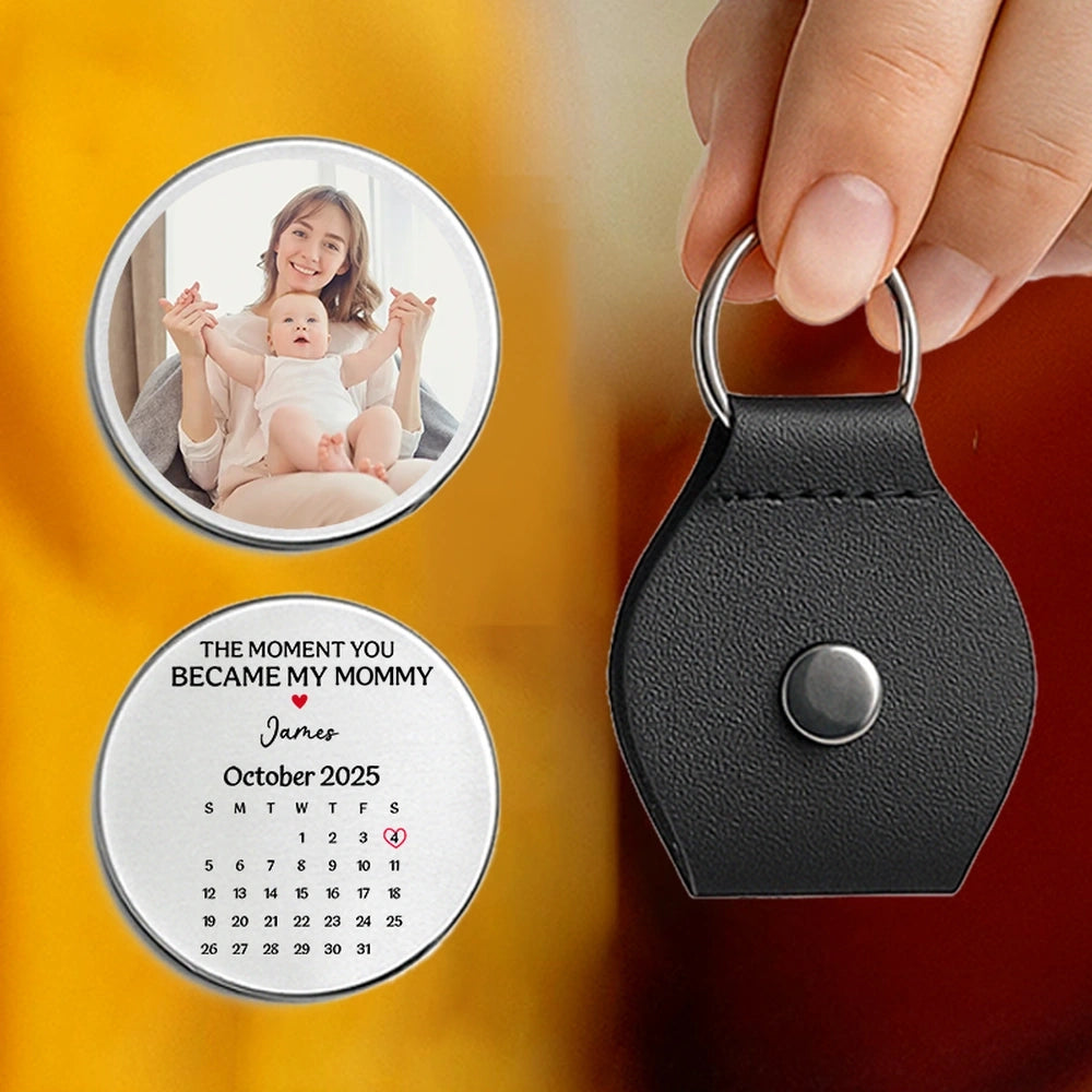 Personalized Leather Keychain for New Moms - Sentimental Gift for Mother's Day Keychain MagicInPrints