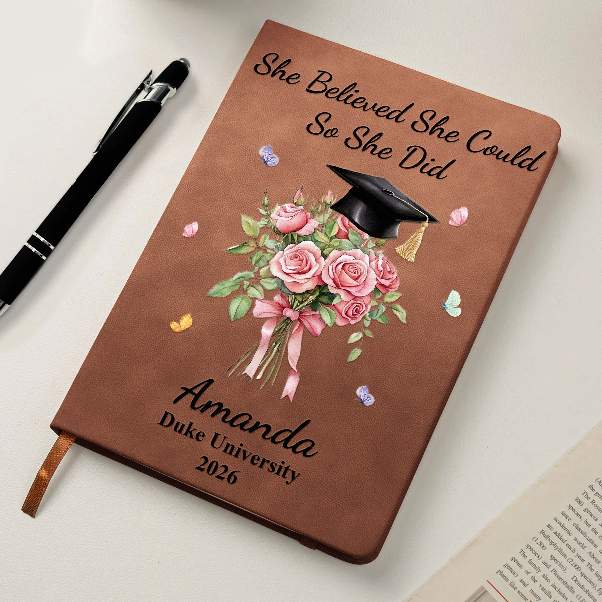 Personalized Leather Journal for Graduates with Inspirational Quote - Graduation Gift Stationery MagicInPrints