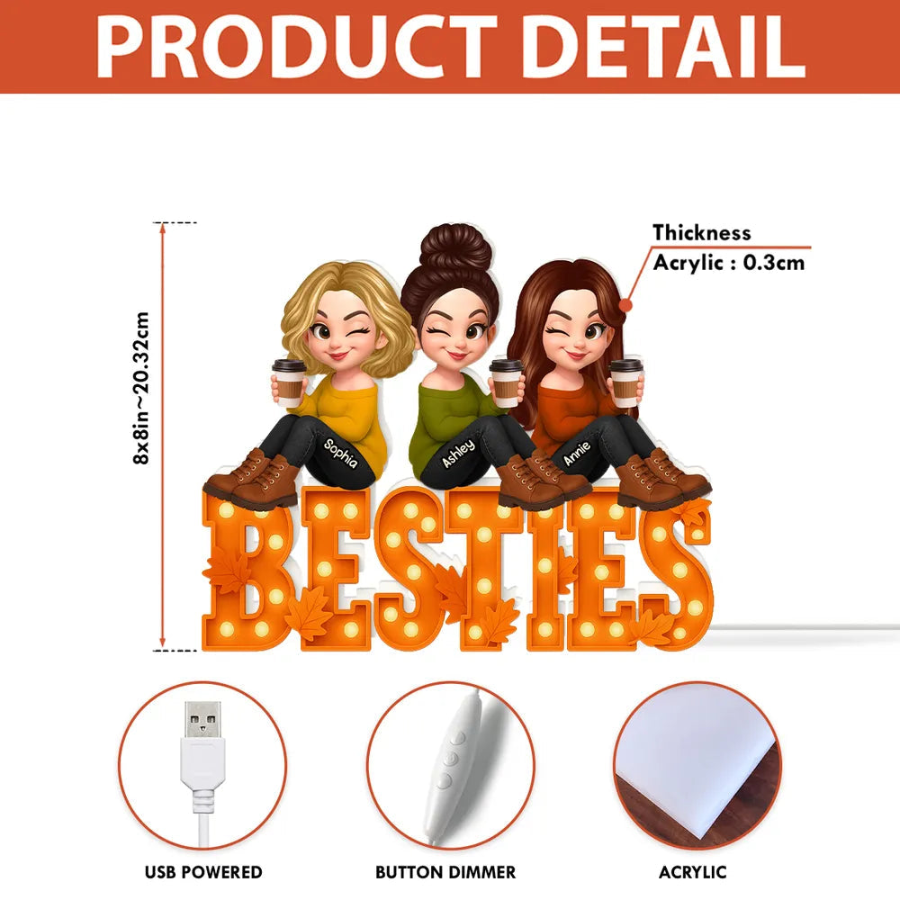 Personalized Besties LED Light for Friends - Cozy Home Decor Gift Plaque MagicInPrints