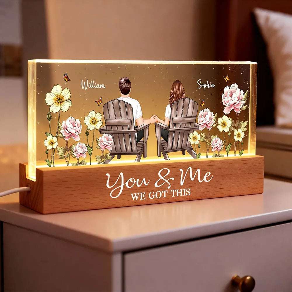 Personalized Romantic LED Lamp for Couples with Floral Design - Anniversary Gift Plaque MagicInPrints