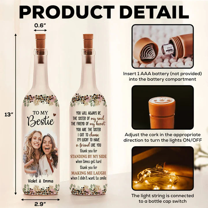Personalized LED Wine Bottle Lamp for Best Friends - Sentimental Gift Lamp MagicInPrints