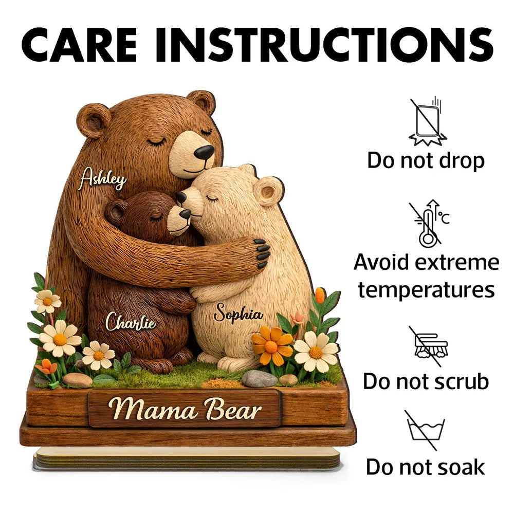 Personalized Mama Bear Family Figurine for Mother's Day - Custom Names Plaque MagicInPrints