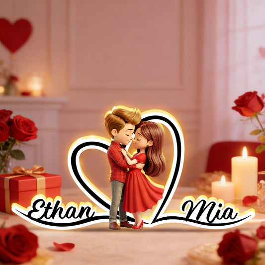 Personalized Couple LED Lamp for Romantic Decor - Valentine's Day Gift Plaque MagicInPrints
