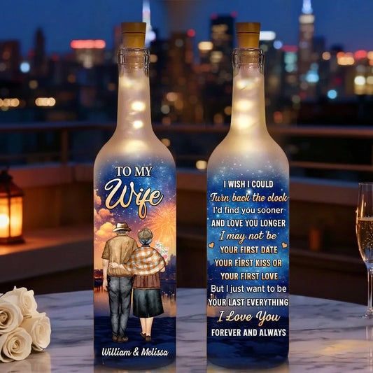 Personalized LED Wine Bottle Lamp for Wife - Romantic Anniversary Gift Lamp MagicInPrints