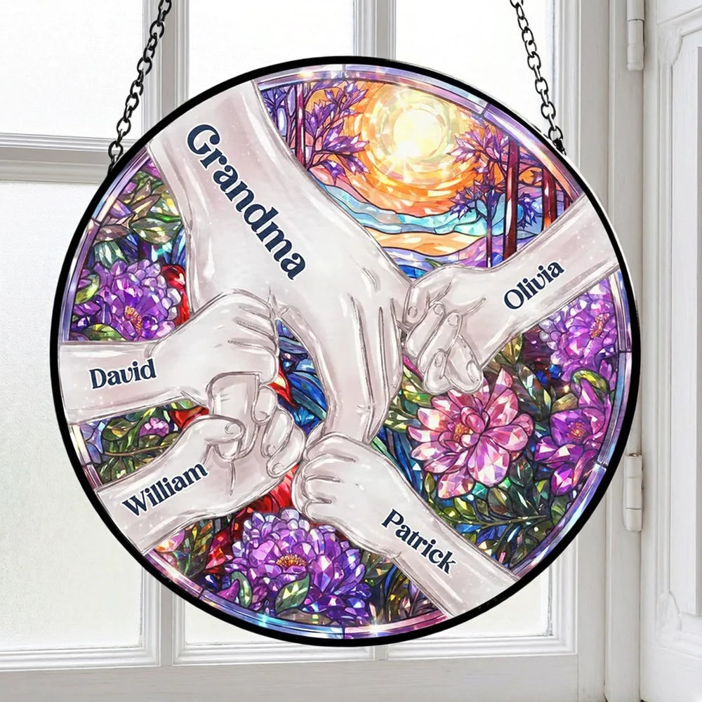 Personalized Family Handprint Sun Catcher for Grandma - Sentimental Gift Ornament MagicInPrints