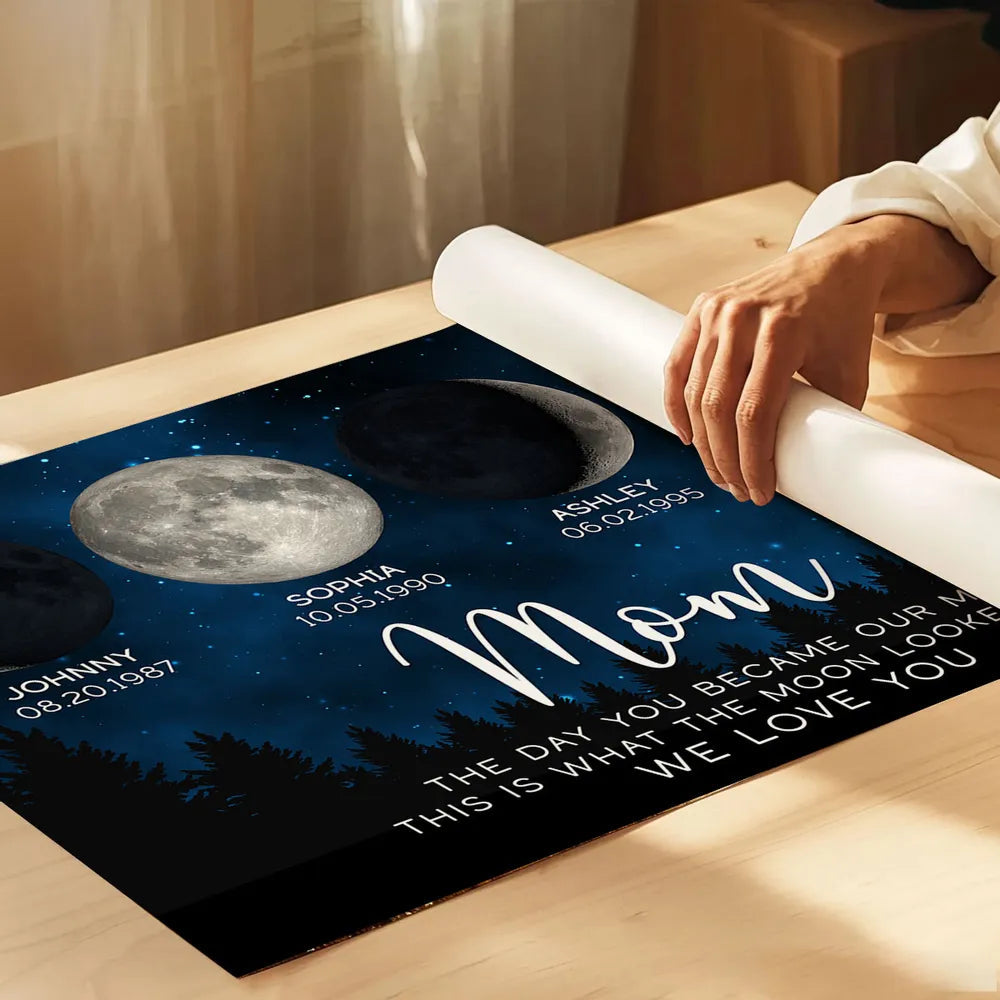 Personalized Moon Phase Canvas for Dad - Special Dates Gift Poster or Canvas MagicInPrints
