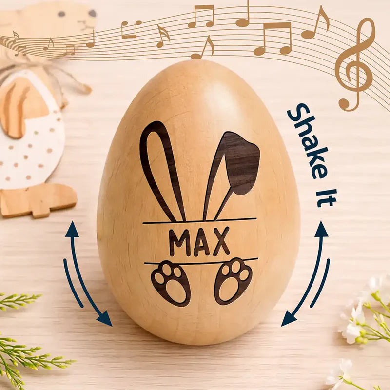 Personalized Wooden Easter Eggs for Kids with Bunny Design - Easter Basket Gift Musical Instruments MagicInPrints