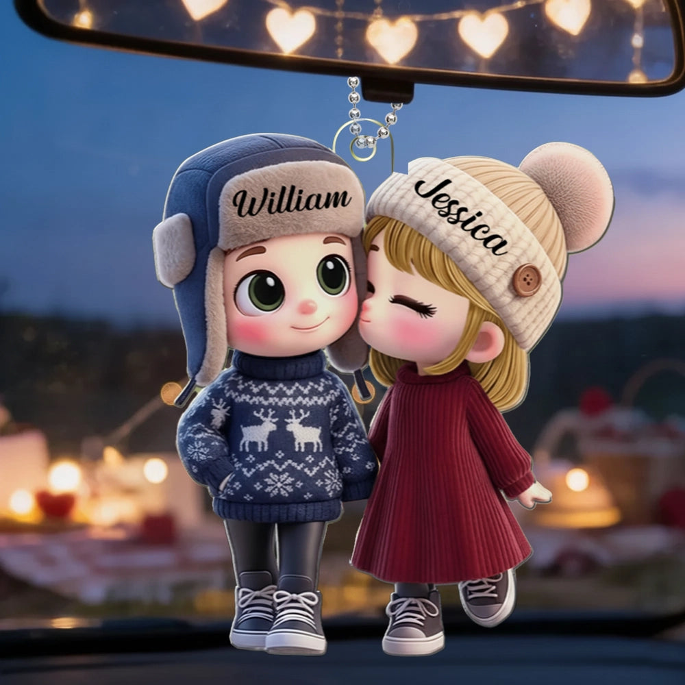 Personalized Couple Car Hanging Ornament for Lovers - Cute Gift for Anniversaries Car Hanger MagicInPrints