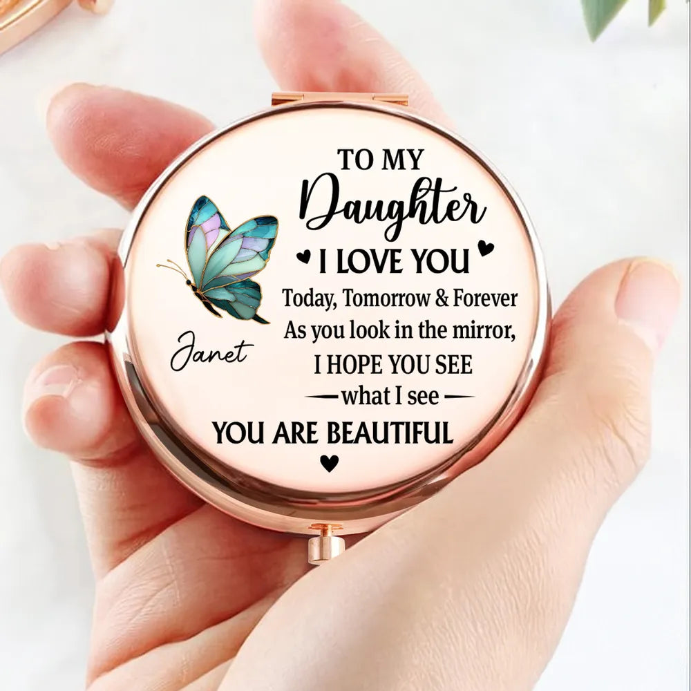 Personalized Compact Mirror for Daughter with Sentimental Message - Gift for Special Occasions Beauty Tools MagicInPrints