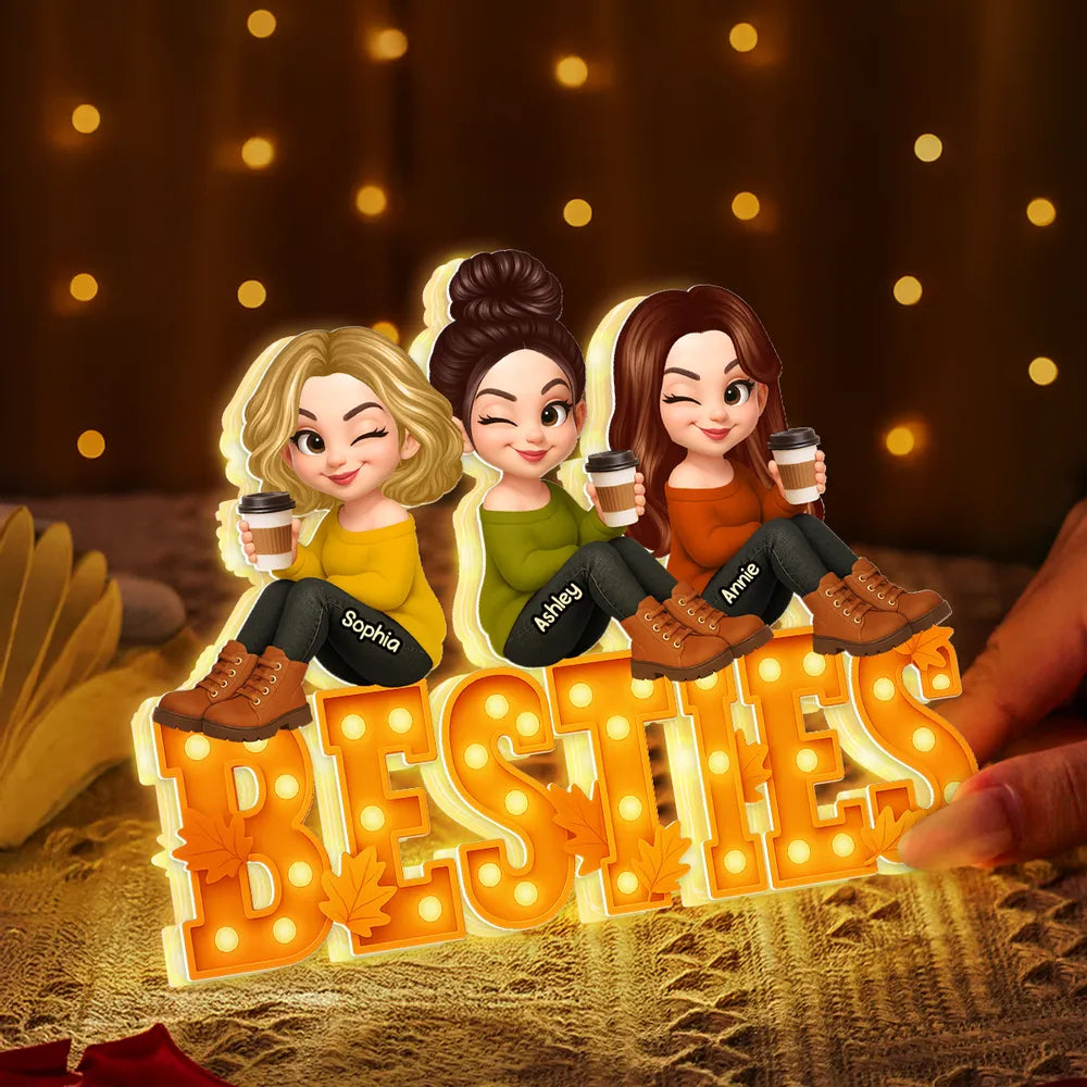 Personalized Besties LED Light for Friends - Cozy Home Decor Gift Plaque MagicInPrints