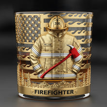 Load image into Gallery viewer, Honor the Brave: Personalized Firefighter Whiskey Glass - Perfect Gift for Retirees and Active Duty Heroes
