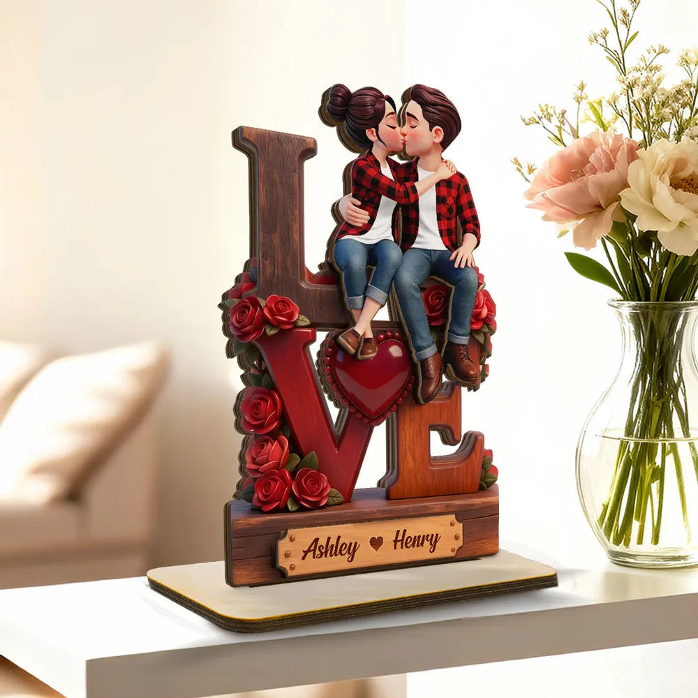 Personalized Couple Figurine Love Sculpture for Anniversary Gift - Romantic Home Decor Plaque MagicInPrints
