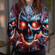Load image into Gallery viewer, Skull Lover&#39;s Hoodie: Fiery Skull Design AOP Products PopCulturePrints

