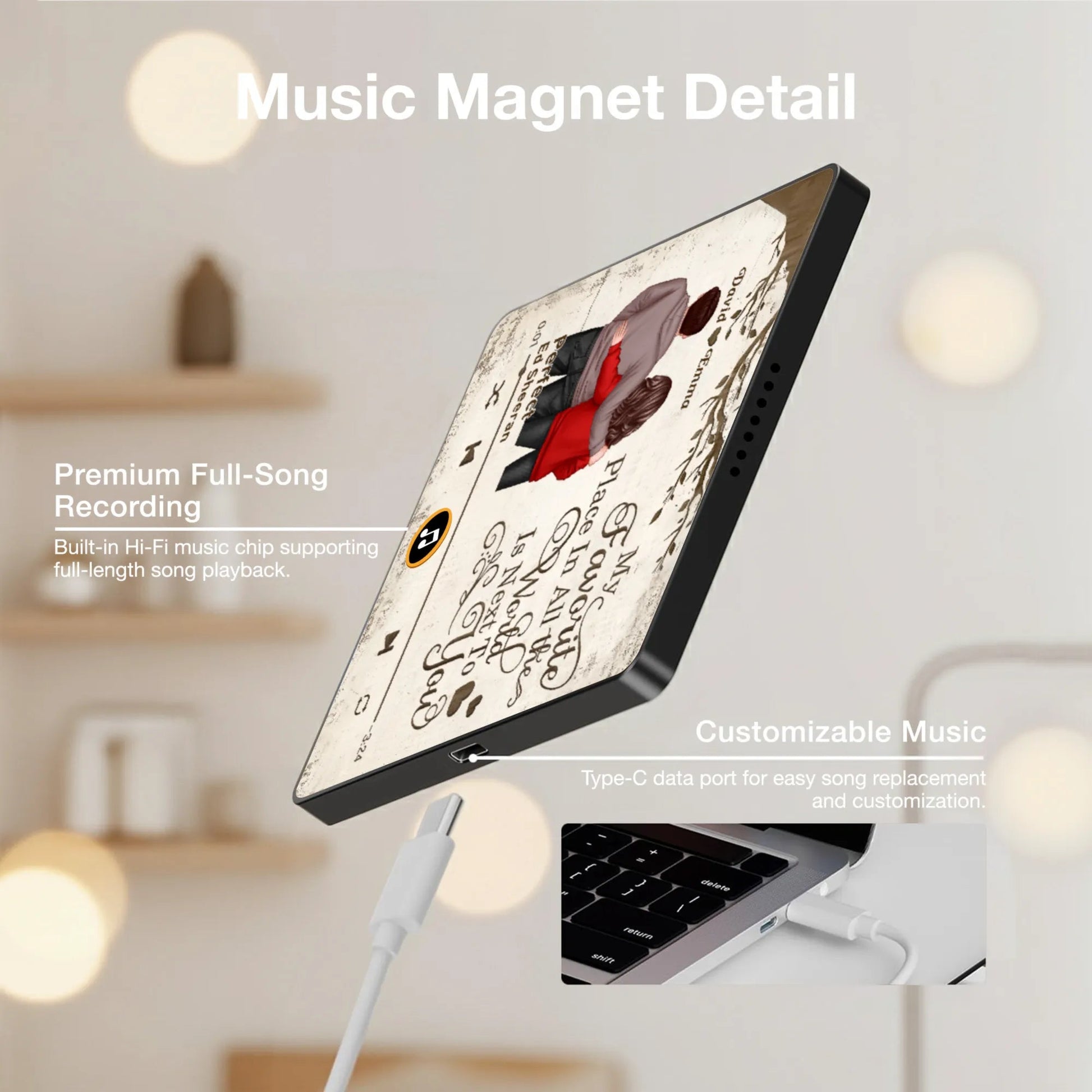 Personalized Music Plaque for Couples - Romantic Gift for Christmas Fridge Magnet MagicInPrints