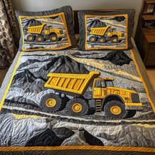 Load image into Gallery viewer, “Build Your Dreams” - Heavy Construction Vehicles Quilt Bed Set - Custom Gift for Construction Workers Blanket MagicInPrints
