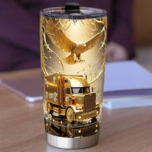 Load image into Gallery viewer, Golden Semi Truck Tumbler - Personalized Gift for Truckers Tumbler Cup MagicInPrints
